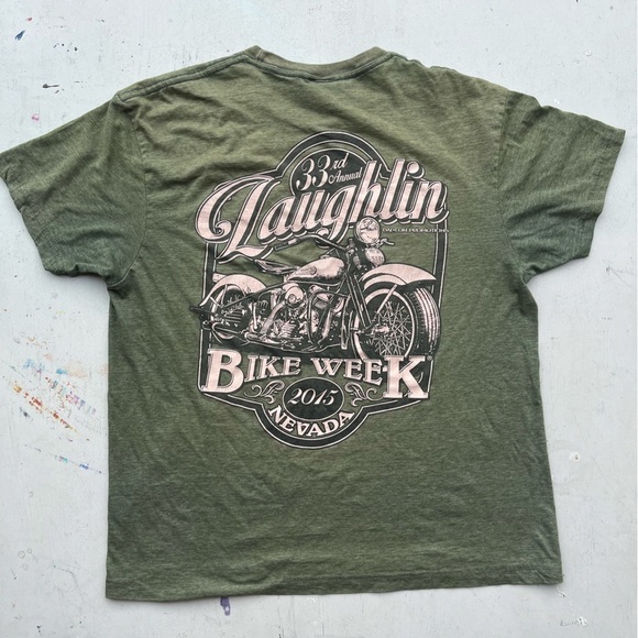Men's Laughlin T-Shirt Green Motorcycle L Bike Week Racing Desert USA Nevada - Picture 1 of 14